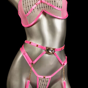 conjunto liguero rosa