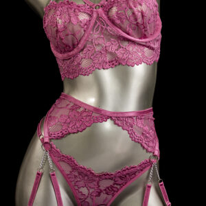 conjunto liguero rosa oscuro