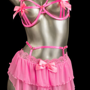 Conjunto liguero rosa