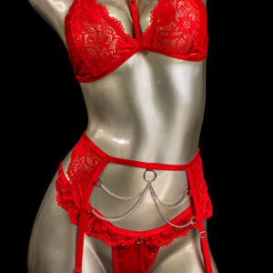Conjunto liguero rojo