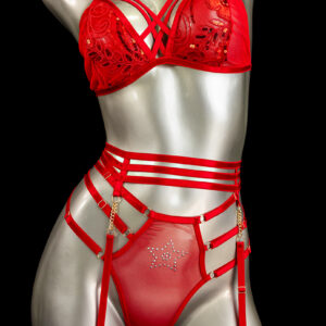 Conjunto liguero rojo