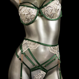Conjunto liguero blanco-verde
