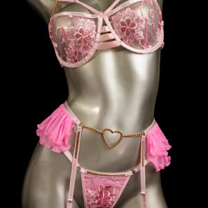 Falda liguero rosa corazón